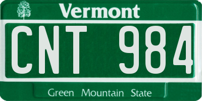 VT license plate CNT984