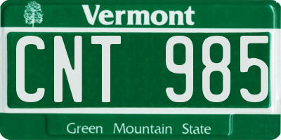 VT license plate CNT985