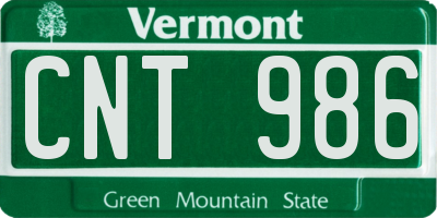 VT license plate CNT986