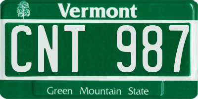 VT license plate CNT987