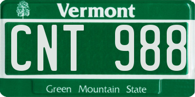 VT license plate CNT988