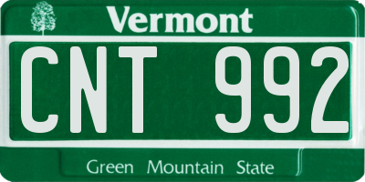 VT license plate CNT992