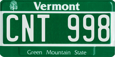 VT license plate CNT998