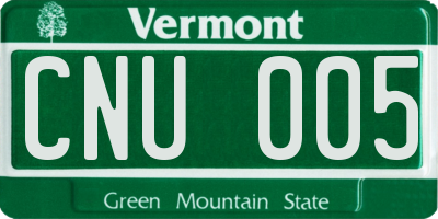 VT license plate CNU005