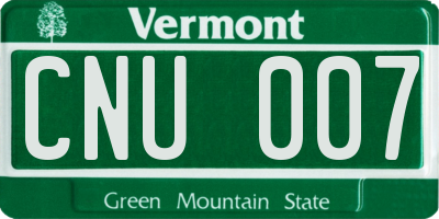 VT license plate CNU007