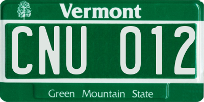 VT license plate CNU012