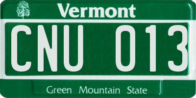VT license plate CNU013