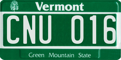 VT license plate CNU016
