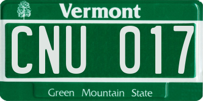VT license plate CNU017