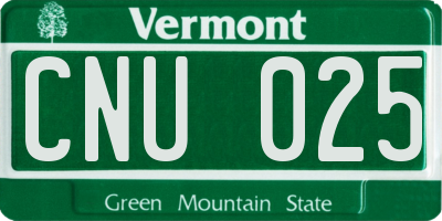 VT license plate CNU025