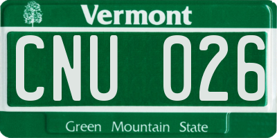 VT license plate CNU026