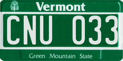 VT license plate CNU033