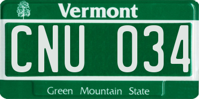 VT license plate CNU034