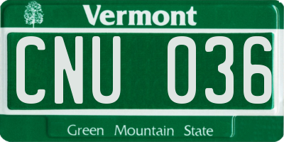 VT license plate CNU036