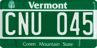 VT license plate CNU045