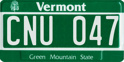 VT license plate CNU047
