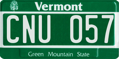 VT license plate CNU057