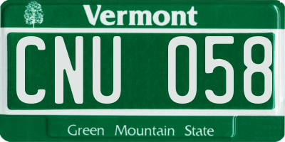 VT license plate CNU058