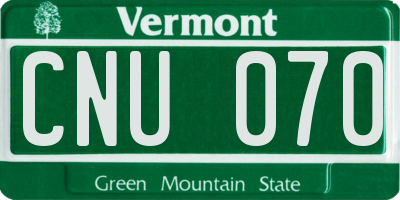 VT license plate CNU070