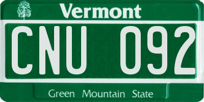 VT license plate CNU092