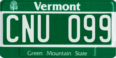 VT license plate CNU099