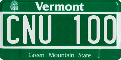 VT license plate CNU100