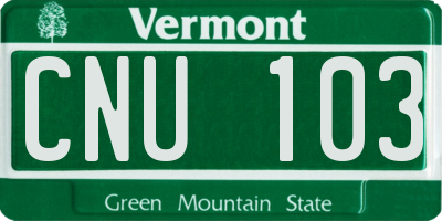 VT license plate CNU103