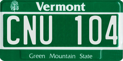VT license plate CNU104