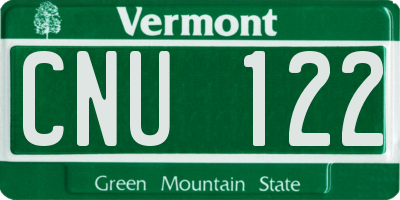 VT license plate CNU122