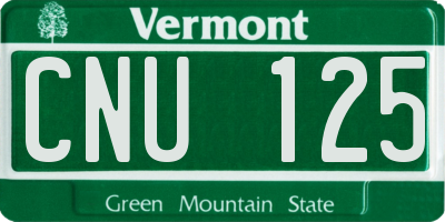 VT license plate CNU125