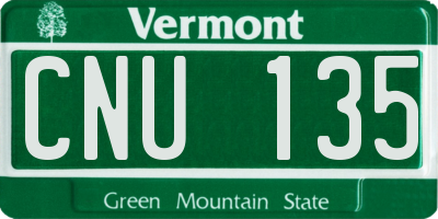VT license plate CNU135
