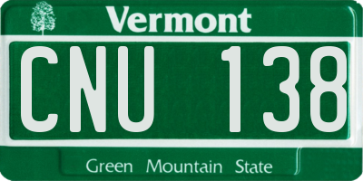 VT license plate CNU138