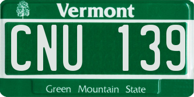 VT license plate CNU139