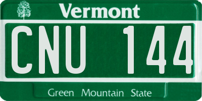 VT license plate CNU144