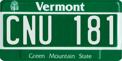 VT license plate CNU181
