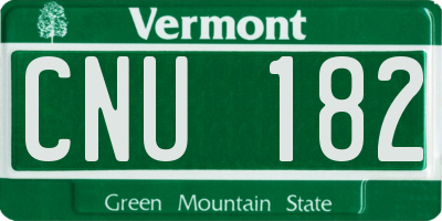 VT license plate CNU182