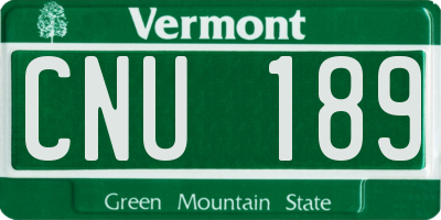 VT license plate CNU189
