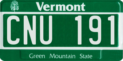 VT license plate CNU191