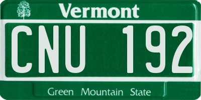 VT license plate CNU192