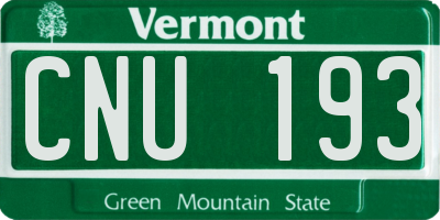 VT license plate CNU193