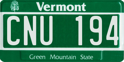 VT license plate CNU194