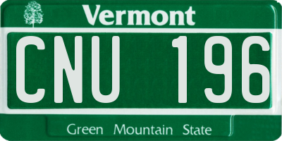 VT license plate CNU196