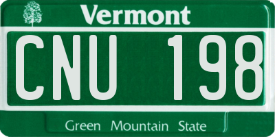 VT license plate CNU198