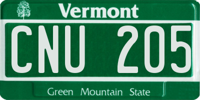 VT license plate CNU205