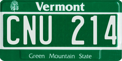 VT license plate CNU214