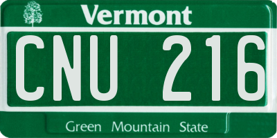 VT license plate CNU216