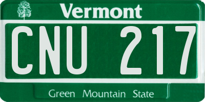 VT license plate CNU217