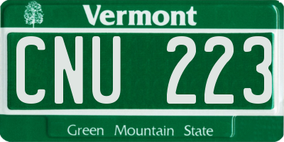 VT license plate CNU223