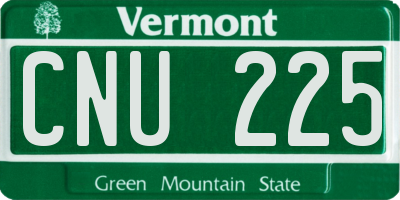 VT license plate CNU225