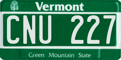 VT license plate CNU227